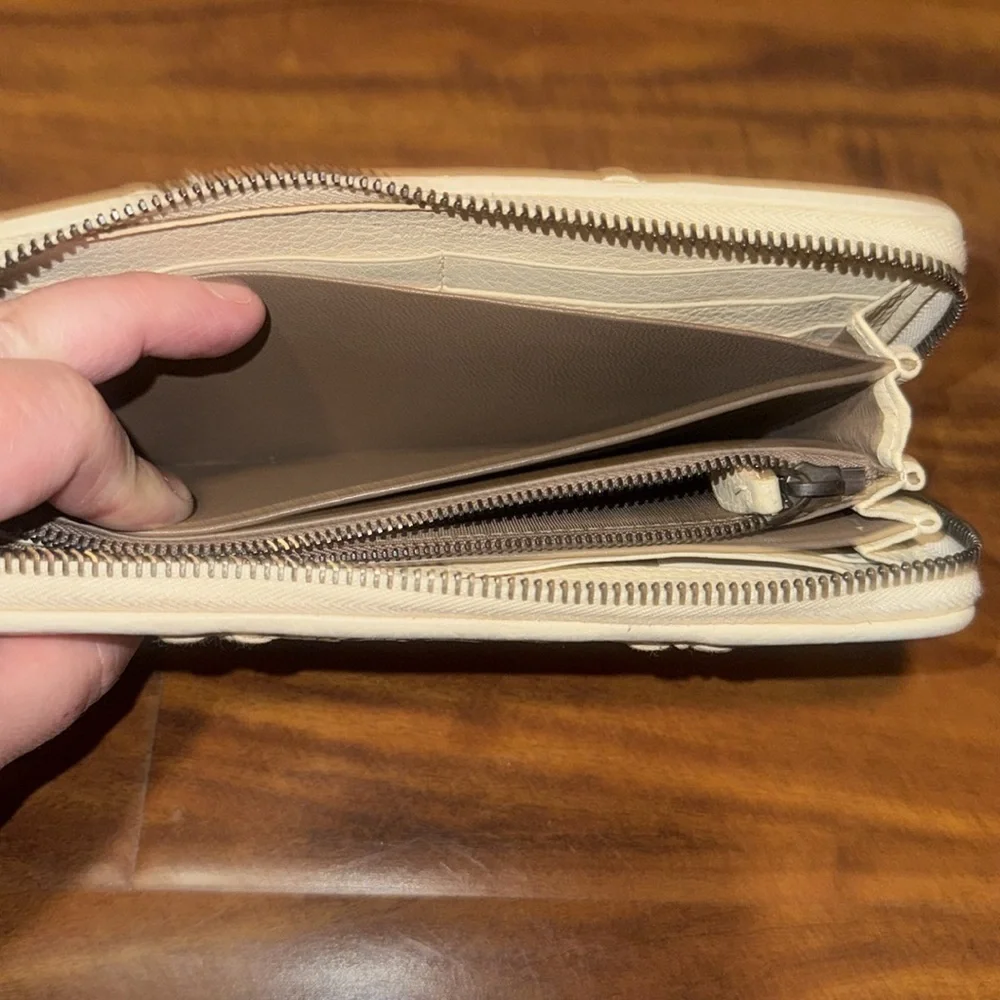 Bottega Veneta authentic cream with gold zippy wallet